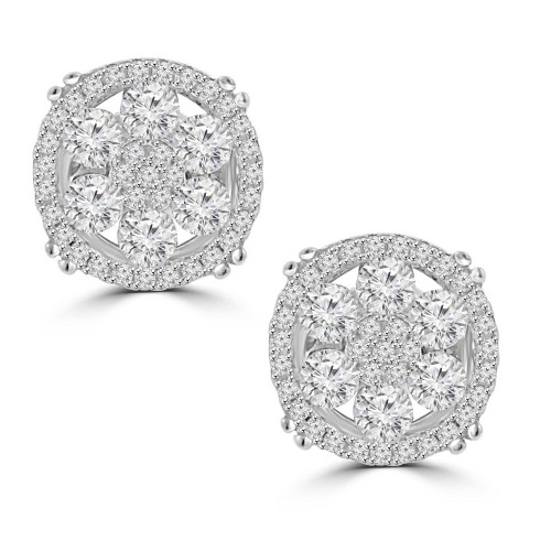 2.10 ct Round Cut Cubic Zirconia Stud Earrings in Screw Back